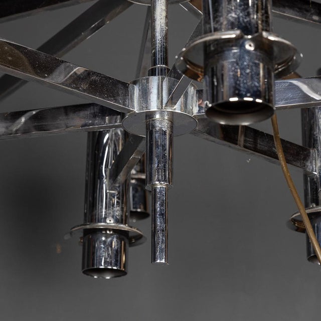 Vintage Italian Chrome and Smoked Glass Chandelier, 1970 For Sale - Image 3 of 17