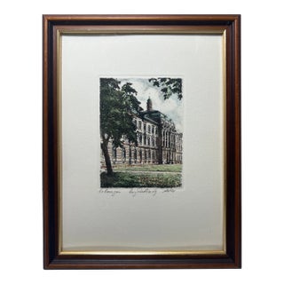 Mid 19th Century Engraving of Erlangen University Building, Germany For Sale