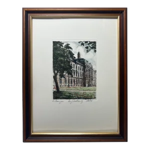 Mid 19th Century Engraving of Erlangen University Building, Germany
