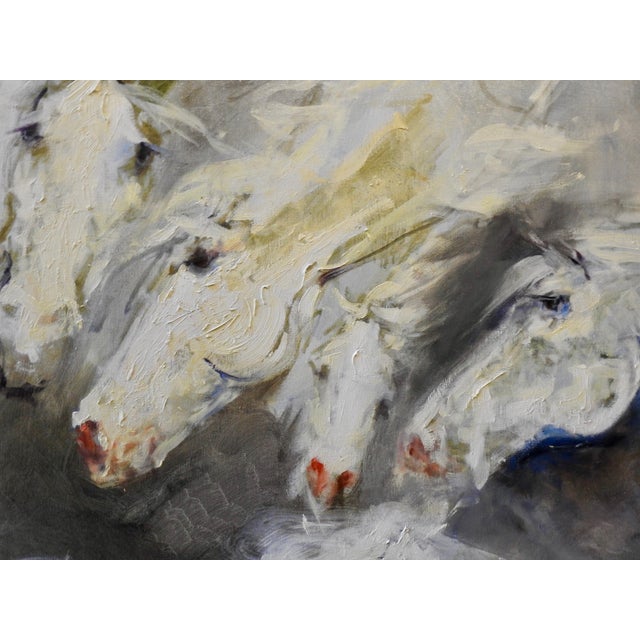 Early 21st Century Metaphysical Equestrian Oil Painting, Whites, Off Whites, "Viii Horses Come" For Sale - Image 5 of 13
