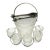 Mid 20th Century Glass Faux Oak Wood Pale Ice Bucket - A Set of 7 For Sale