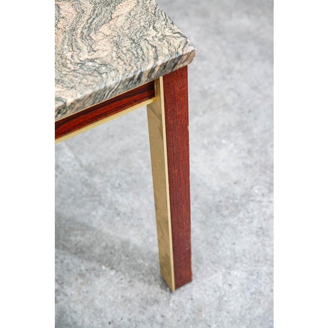 Mid Century Modern Coffee Table Rectangular Marble Rosewood Metal Steel Stone For Sale - Image 10 of 12