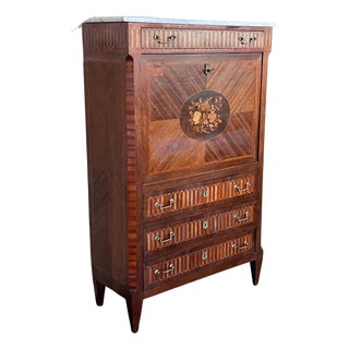 19th Century Empire Drop-Front Oak Secretary Desk or Abattant, Chest France For Sale