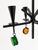 Wrought Iron 4-Arm Candle Chandelier with Green and Amber Glass Pendants by Gunnar Ander for Ystad-Metall, Sweden, 1960s For Sale - Image 6 of 10