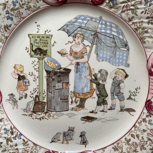 French Plates Illustrated by Froment Richard for Sarreguemines, 1890, Set of 2 For Sale - Image 4 of 9