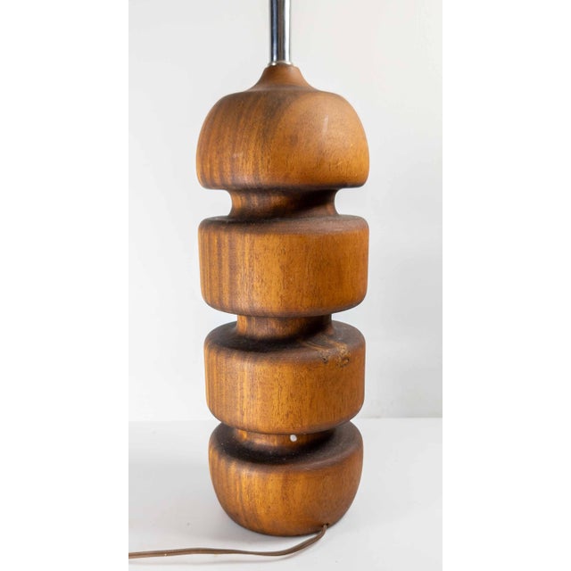 Mid-Century Modern Mid 20th Century Mid-Century Modern Sculptural Architectural Turned Walnut Table Lamp For Sale - Image 3 of 10