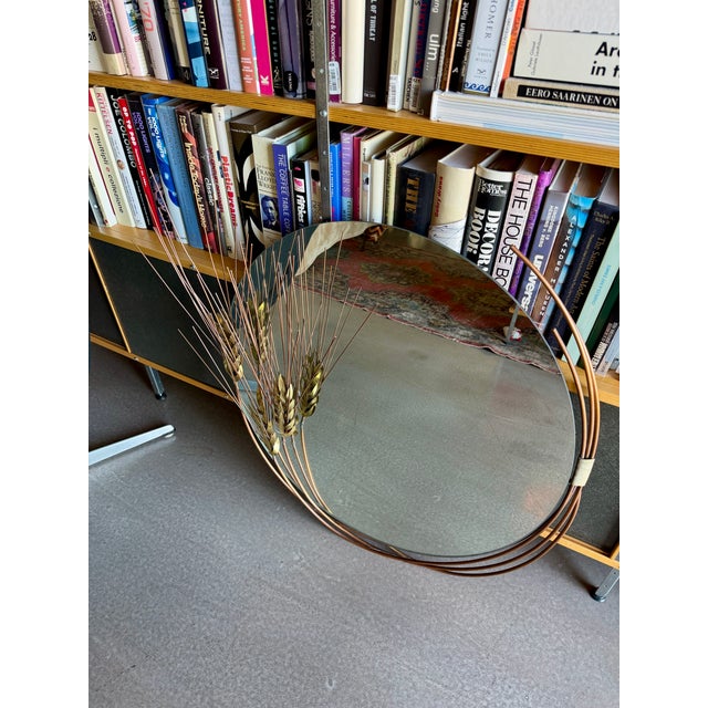 Vintage Curtis Jere Wheat Sheaf Large Wall Mirror Metal Sculpture Regency For Sale - Image 15 of 16
