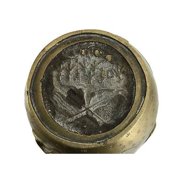 Brass Vintage Chinese Solid Brass Flying Dragon Vase For Sale - Image 8 of 9