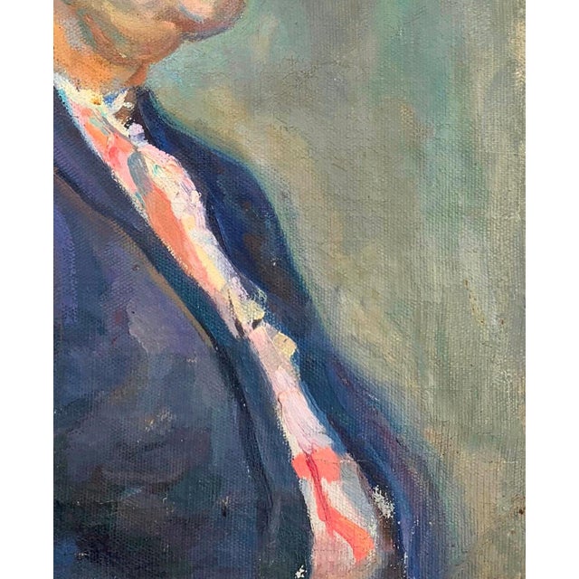 Vintage Ukrainian Portrait Oil Painting, Socialist Realism Art, 1960s 43-35 For Sale - Image 6 of 6