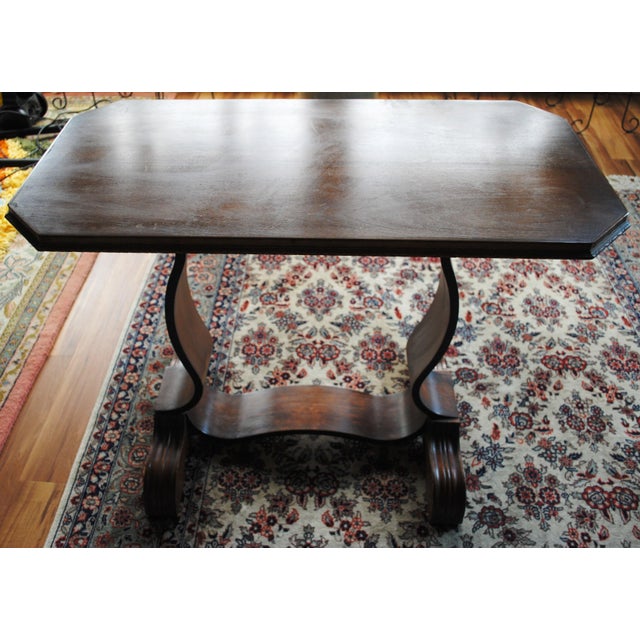 Antique Empire Styled Mahogany Library Table For Sale - Image 12 of 13
