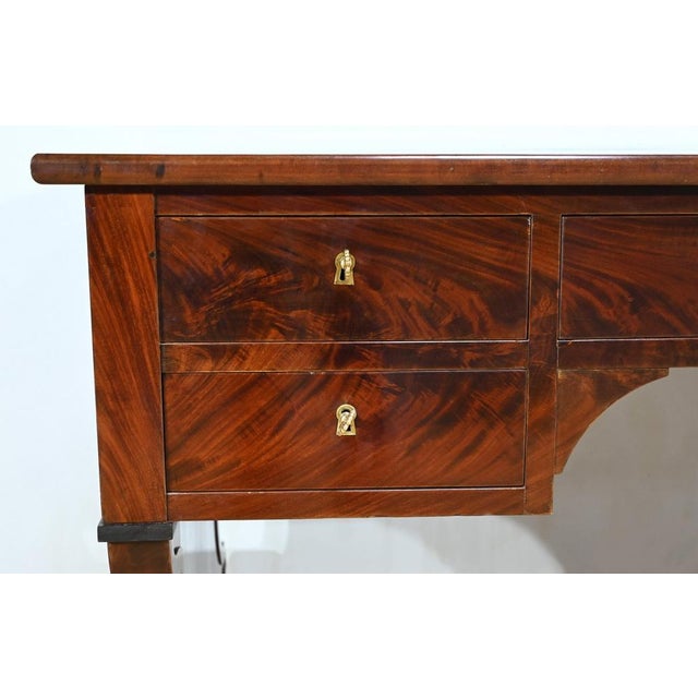 Early 19th Century Restoration Desk in Burr Mahogany, 1890s For Sale - Image 11 of 18