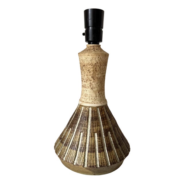 Danish Studio Pottery Stoneware Table Lamp by Chris Haslev for Jeti, 1960s For Sale