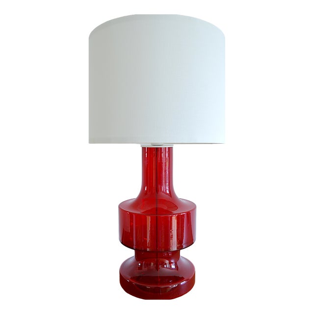 Ruby Red Table Lamp from Doria Leuchten, 1960s For Sale