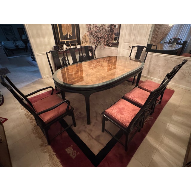 Black Century Furniture Raymond Sobota Signature Chin Hua Dining Room Table With Table Surface in Impeccable Condition With 8 Chairs For Sale - Image 8 of 14