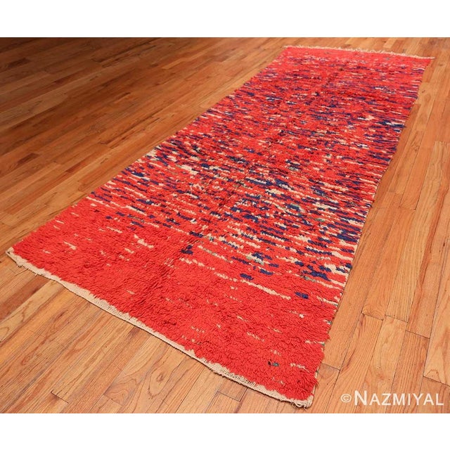 Red Color Vintage Moroccan Berber Rug, Country Of Origin: Morocco, Circa date: Mid-20th Century