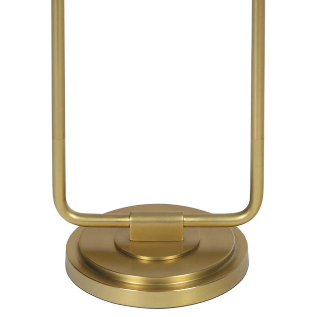 Transitional Polly Double Arm Table Lamp, Natural Brass with Rattan Shade For Sale - Image 3 of 6