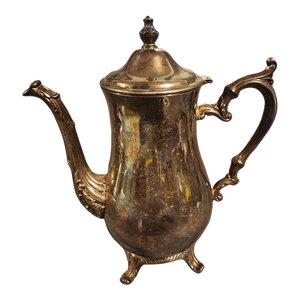 Vintage Wm Rogers & Son 800 Countess Silverplate Coffee Pot - Footed Ornate Victorian Tea Server Retro Barware Mid Century Is Co 10"