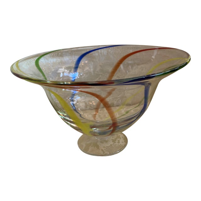 1980s Decorative Art Glass Bowl For Sale