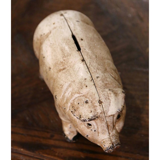 Mid-Century French Painted Cast Iron Piggy Bank Sculpture For Sale - Image 4 of 10