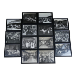 14 Antique Black & White 19th Century Lifestyle Photographic Prints NCR 11", Framed