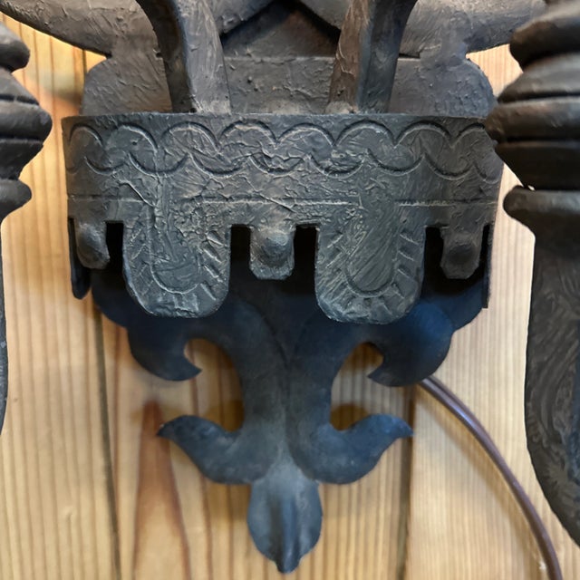French Country Hand Forged Double Candle Wall Sconce. For Sale - Image 3 of 8