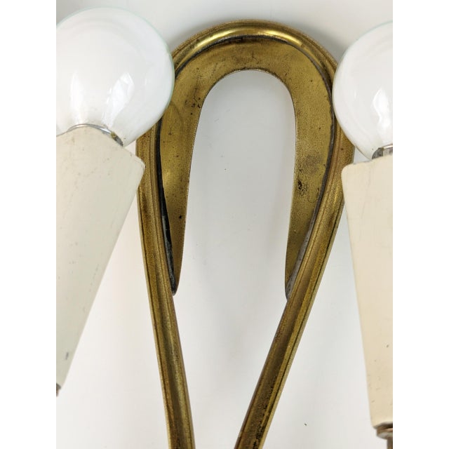Ivory Metal and Brass Four-Light Wall Lamps, 1950s, Set of 4 For Sale - Image 17 of 18