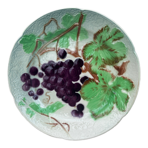 Majolica Grapes Plate Keller & Guerin Saint Clement