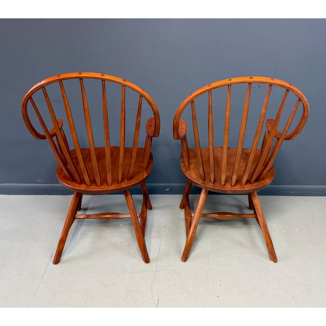 Set of Nine Hunt Country Continuous Bow Dining Chairs 2 Armchairs & 7 Side Chairs For Sale - Image 12 of 18