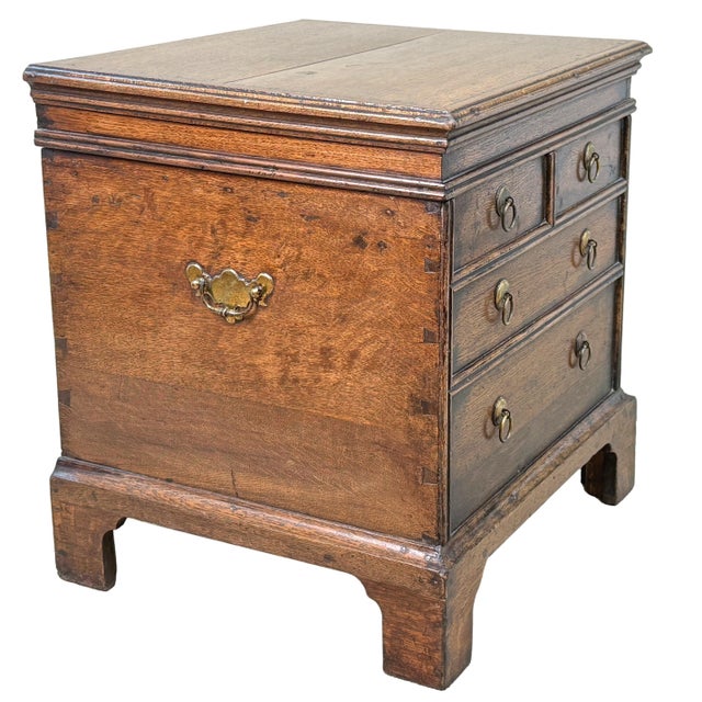 Wood 18th Century Oak Bedside Chest Close Stool, 1720 For Sale - Image 7 of 11