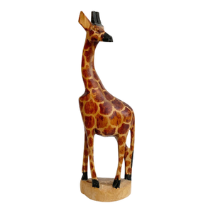 1990s Kenyan Wooden Carved Giraffe Figurine