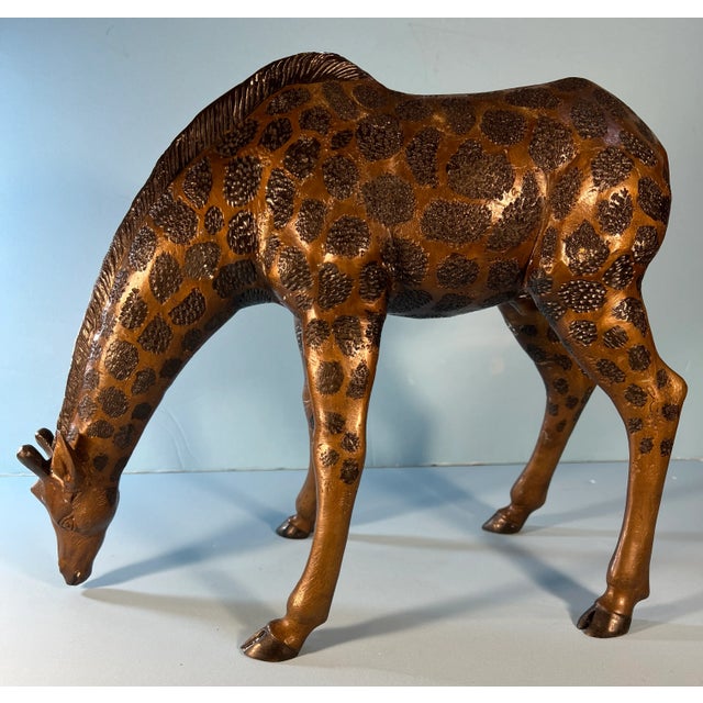 Metal Vintage Bronze Giraffe Sculpture For Sale - Image 7 of 15