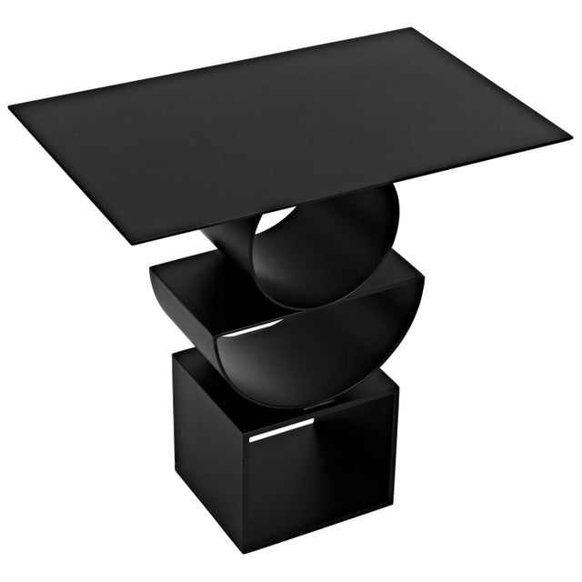 Metal NOIR Shape Side Table in Black Metal For Sale - Image 7 of 12