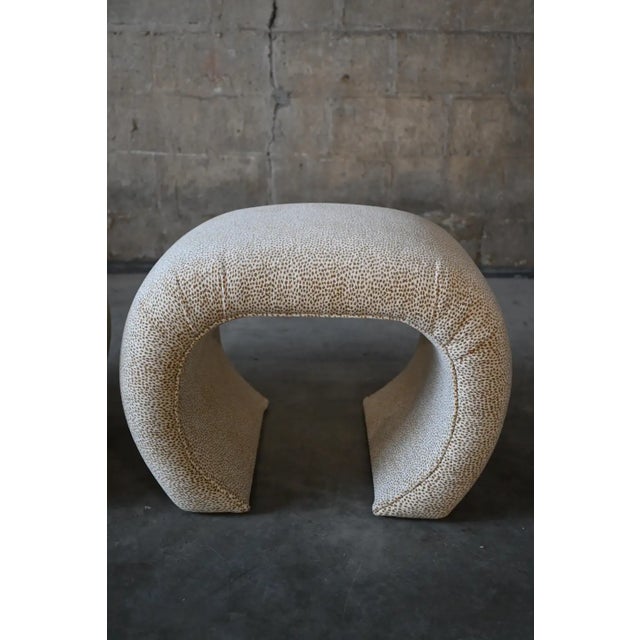 Karl Springer Style Chenille Waterfall Scroll Benches, a Pair For Sale In New York - Image 6 of 8