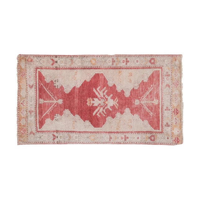 Vintage Muted Turkish Tan Rug Mat 1'8'' X 3'1'' 20.5" x 37.4" / 52 x 95 Cm Hand woven with high quality pure wool...