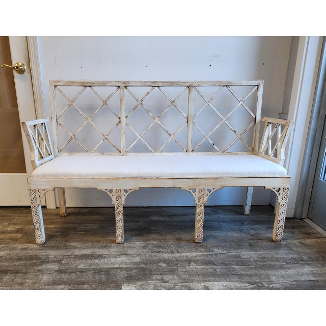 Vintage Fretwork Chinese Chippendale Bench/Settee For Sale - Image 13 of 16