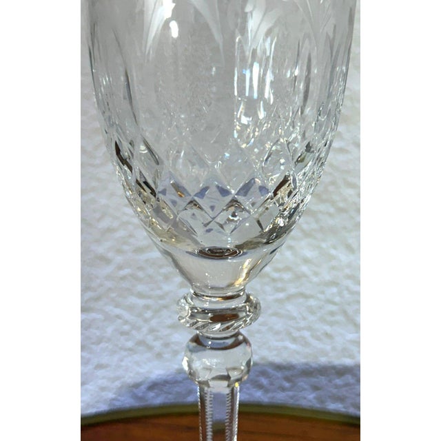 Glass 1990s Rogaska Queen Crystal Water Goblet Cut Floral Stemware Slovenia For Sale - Image 7 of 9