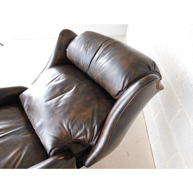 Hancock & Moore Hancock & Moore Chippendale Style Power Reclining Leather Wingback Chair For Sale - Image 4 of 17