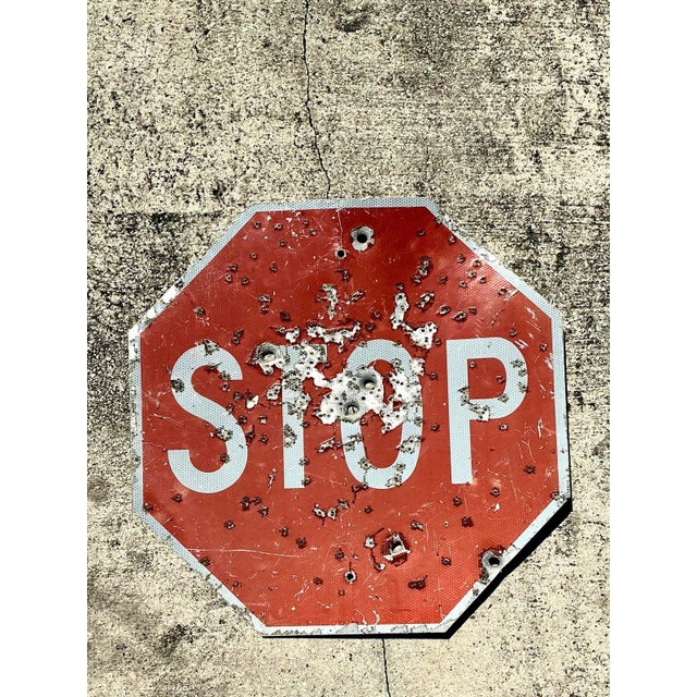 Vintage Gunshot Stop Sign For Sale In West Palm - Image 6 of 12