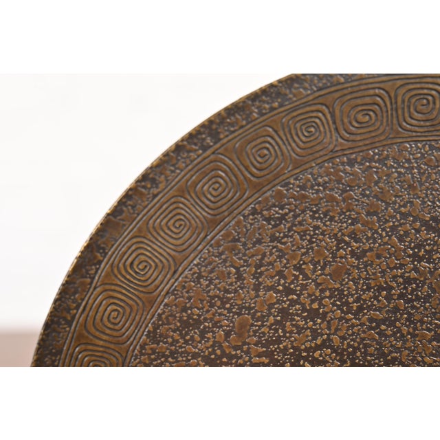 Tiffany Studios New York Bronze Footed Charger Plate or Tray With Greek Key Design For Sale In South Bend - Image 6 of 11