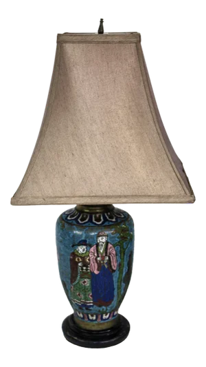 Vintage Cloisonne Lamp With Shade