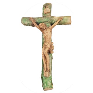 Pre-War Hanging Cross in Plaster, 1920s For Sale