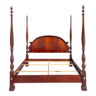 Bernhardt Solid Mahogany Regency King Size Four Poster Bed Made in North Carolina - Vintage 1980s For Sale