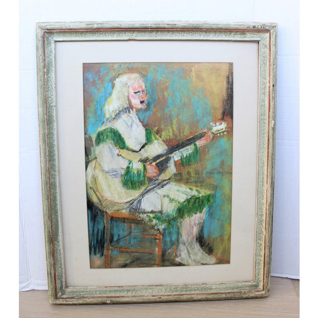Signed 1951 French Inspired Drawing "The White Headed Girl" For Sale In Los Angeles - Image 6 of 8