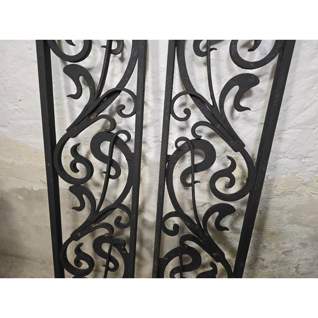 Vintage Art Deco Wrought Iron Gate Doors, 1920s, Set of 2 For Sale - Image 15 of 18