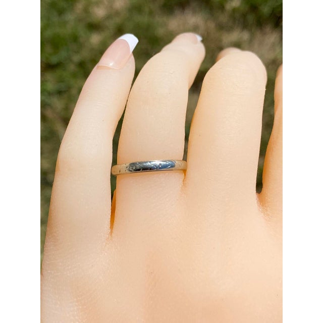 Early 20th Century The El Monte: Antique White Gold Orange Blossom Wedding Band For Sale - Image 5 of 9