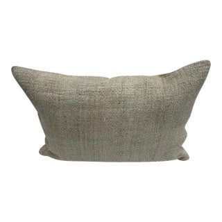 Turkish Hemp Pillow Cushion Natural Beige Pillow Cushion Cover 16" x 24" For Sale
