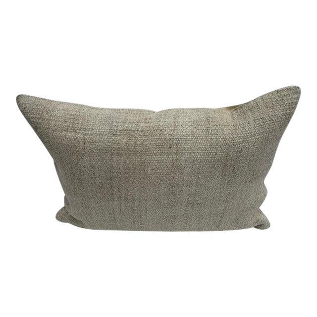 Turkish Hemp Pillow Cushion Natural Beige Pillow Cushion Cover 16" x 24" For Sale