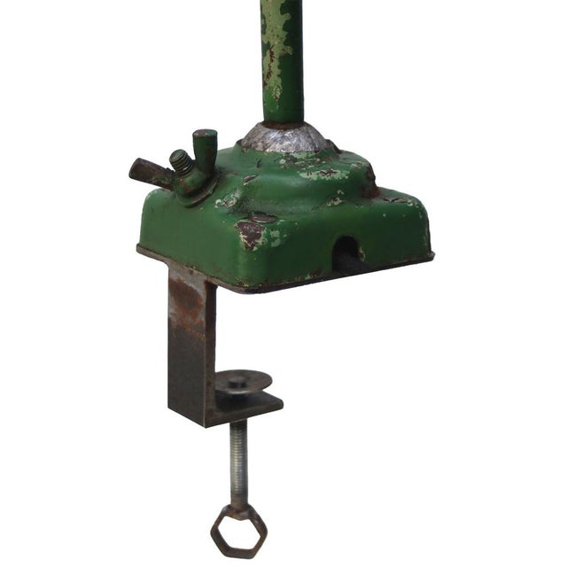 1950s Vintage Industrial Green Metal Machinist Table Clamp Lamp For Sale - Image 5 of 7