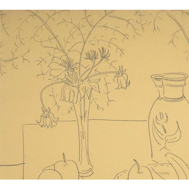 Vintage Mid Century Modernist Floral Still Life Drawing by Achillo Sullo C. 1950s For Sale In New York - Image 6 of 8