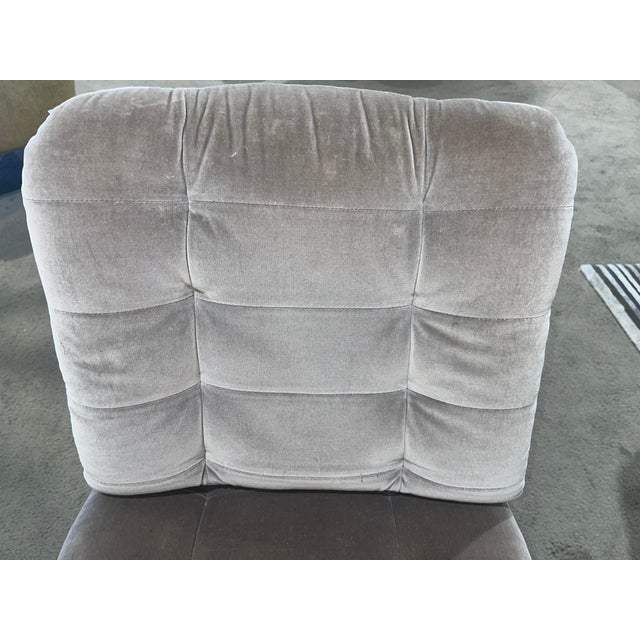 Metal 1975 Roche Bobois Gray Tufted Velvet Cantilever Chairs- Set of 2 For Sale - Image 7 of 12